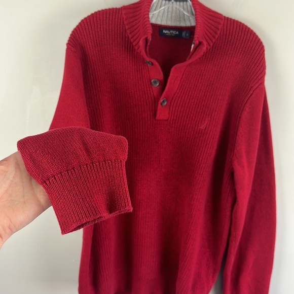 Nautica Ribbed Knit Henley Sweater Size Large 100% Cotton - Picture 10 of 12